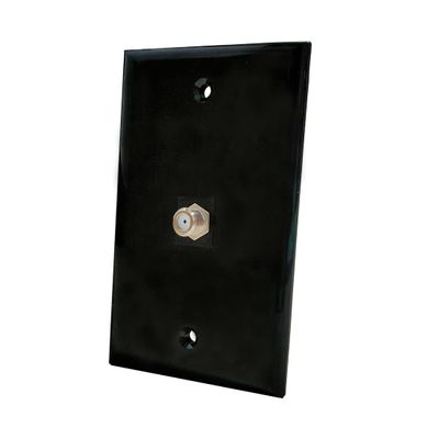 BUPLDET 1 Port Coax Cable Wall Plate Glossy Black - Single Gang TV Coax F-Type Outlet Cover Plate for Coaxial Cable