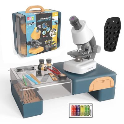 TYZK Microscope Kit Biological Microscope Kit Lab LED 1200X for Kids Microscope Lens Adapters (Color : White-Set 2 B, Magnification : 100X-400X-1200X)