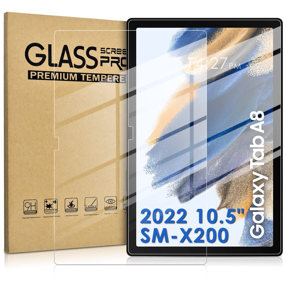 2-PACKDETUOSI Screen Protector for Samsung Galaxy Tab A8 10.5" 2022 (SM-X200/ X205/ X207), Ultra-Clear/Case Friendly/Touch Sensitive/Bubble Free/Anti-Scratch Mica Galaxy Tab A8 10.5" Tempered Glass