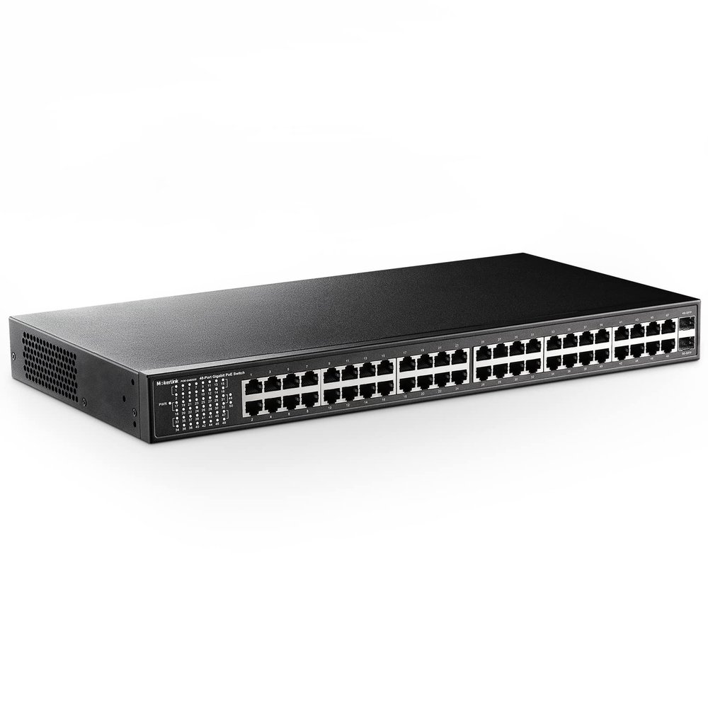 MokerLink 48 Port PoE Gigabit Switch, 2 Gigabit SFP, IEEE802.3af/at/bt 400W, Metal Rackmount Unmanaged Plug and Play Ethernet Switch