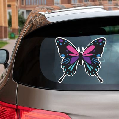 Beautiful Butterfly Colorful Vinyl Decal Sticker for Car Boat Laptop Reflective Glossy Choose Size 032109 (5'' x 4.5" (12.7cm x 11.3cm), Glossy)