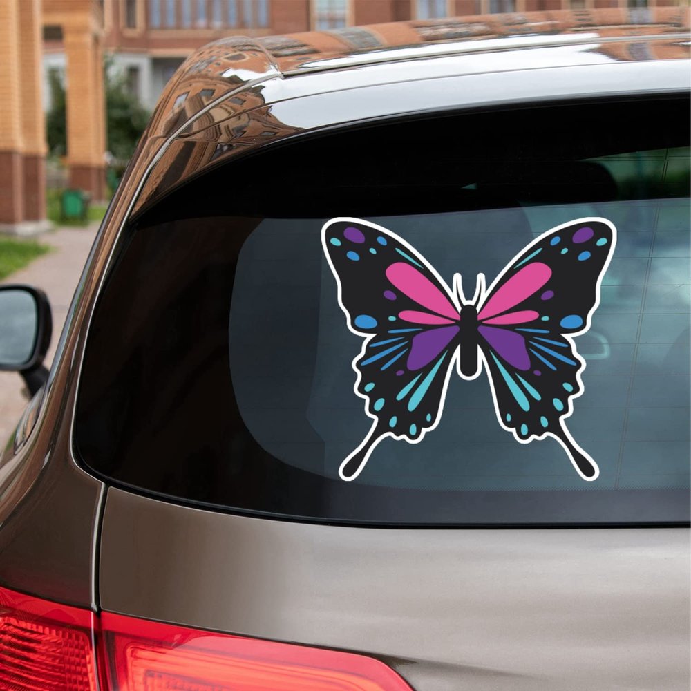 Beautiful Butterfly Colorful Vinyl Decal Sticker for Car Boat Laptop Reflective Glossy Choose Size 032109 (5'' x 4.5" (12.7cm x 11.3cm), Glossy)
