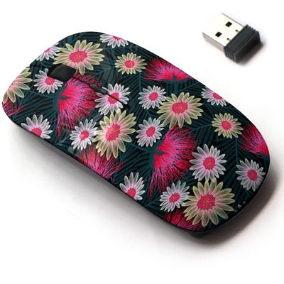 2.4G Wireless Mouse with Cute Pattern Design for All Laptops and Desktops with Nano Receiver - Colorful Cottage Floral Embroidery