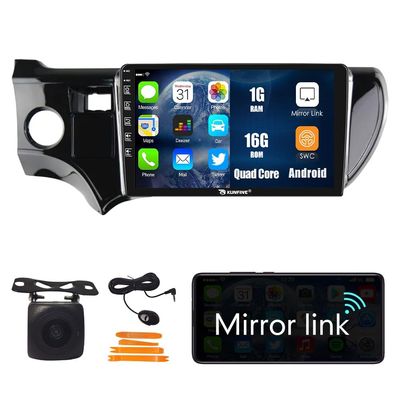 Kunfine Car Android Navigation Stereo GPS Radio Reverse Camera Display 9" IPS Touchscreen Headunit Tablet Pad Media Player for Toyota Aqua Prius C 2011-2017, if Applicable Quad Core 1G+16G