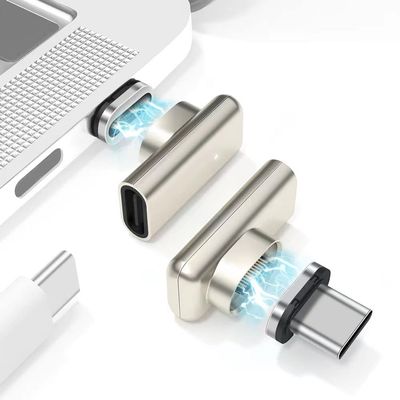 aucon USB C Magnetic Adapter Right Angle 24 pin 2 Pack PD 100W Fast Charging 20Gbs Data Transfer USB3.1 Champagne Gold