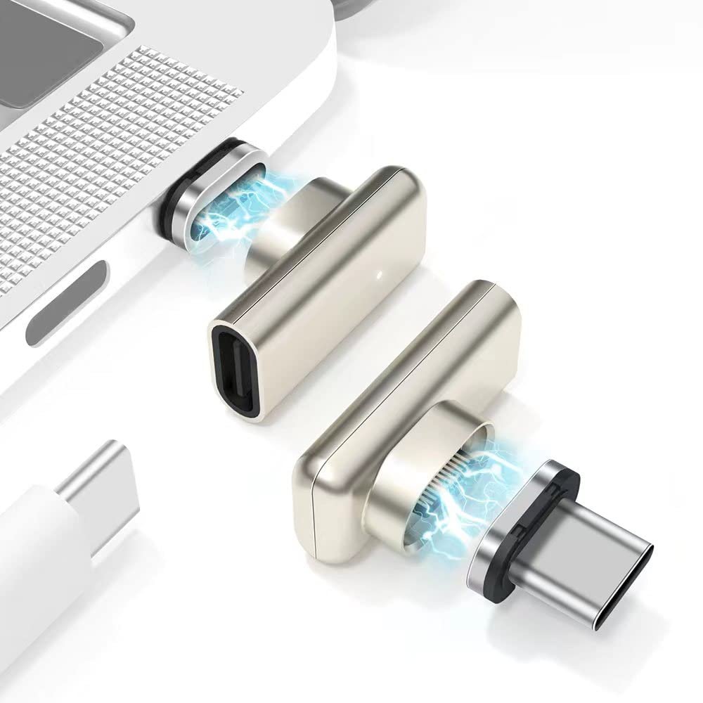 aucon USB C Magnetic Adapter Right Angle 24 pin 2 Pack PD 100W Fast Charging 20Gbs Data Transfer USB3.1 Champagne Gold