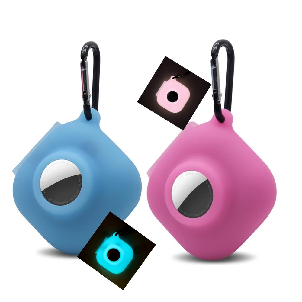 [2 Pack] Glow Case for Beats Fit Pro Wireless Noise Cancelling Earbuds with Air tag Holder,Carrying Case Premium Soft Skin Cover Shock-Absorbing,Anti-Scratch Protective Case with Keychain