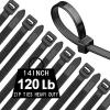 14inch Black Zip Ties Heavy Duty UV Resistant Nylon Cable Ties, 120lb Tensile Strength, 60Pack Durable Wire Ties, Heavy Duty Tie Straps Indoor and Outdoor Cable Management Solution by AGAOTIAN view 1