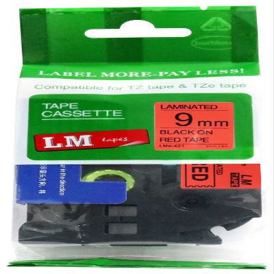 LM Tapes - Premium 3/8" (9mm) Black on Red Compatible TZe P-Touch Tape for use with Brother PT-E550W, PTE550W, PT-E550, PTE550 Label Maker Includes Tape Size/Color Guide.
