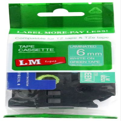 LM Tapes - Premium 1/4" (6mm) White on Green Compatible TZe P-Touch Tape for use with Brother PT-E550W, PTE550W, PT-E550, PTE550 Label Maker Includes Tape Size/Color Guide.