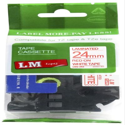 LM Tapes - Premium 1" (24mm) Red on White Compatible TZe P-Touch Tape for use with Brother PT-E550W, PTE550W, PT-E550, PTE550 Label Maker Includes Tape Size/Color Guide.