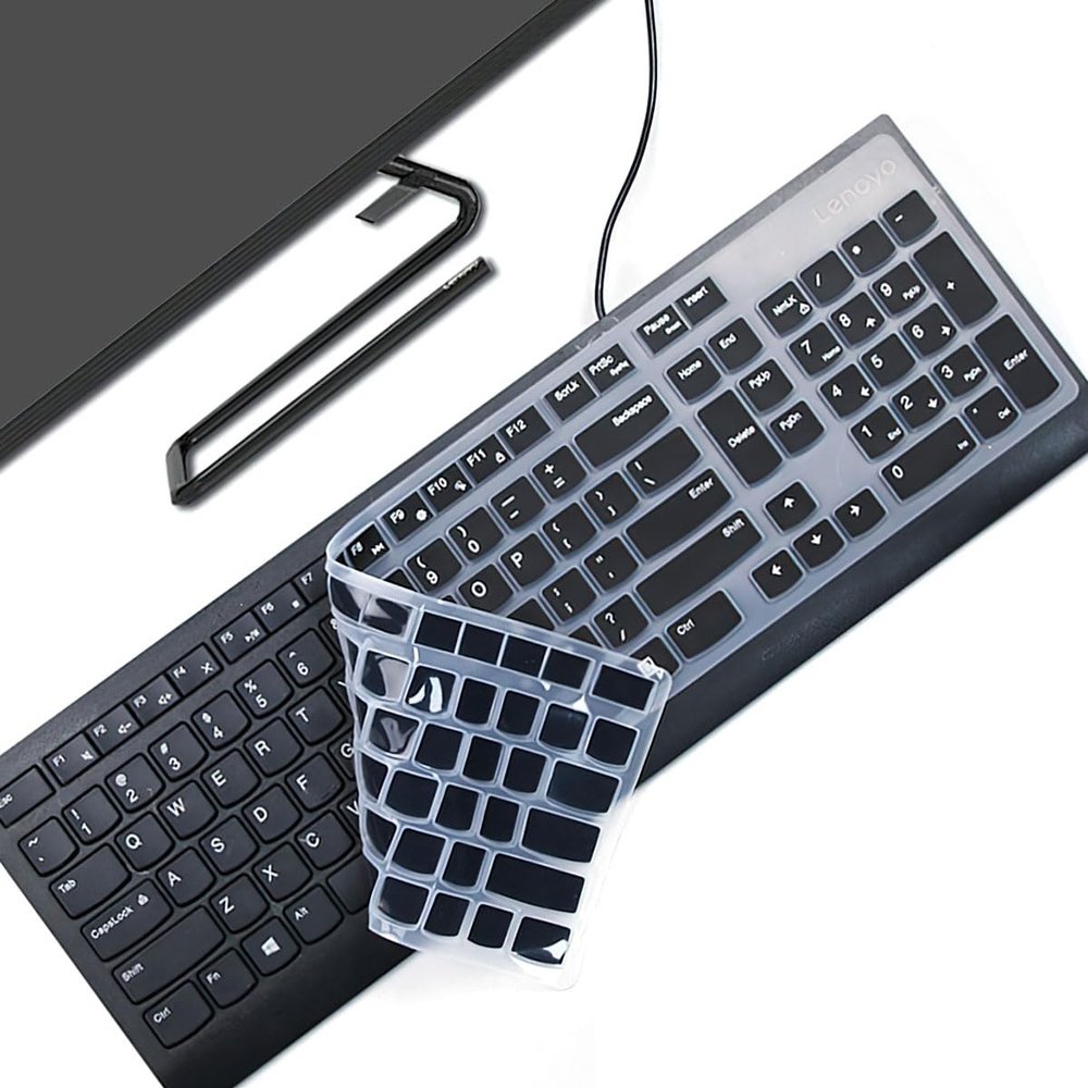 Keyboard Cover Skin for Lenovo 510 Wireless Keyboard GX30N81775 4X30M39458 &KBRFBU71 EKB-536A SK-8823 ALO730S KU-1601 ALO510/520 US Silicone Keyboard Cove Accessories-Black