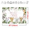Mocsicka Safari Girl Wild One Backdrop Jungle Safari Animals Happy 1st Birthday Party Decorations for Girls Greenery Leaves Floral First Birthday Photography Background (8x6ft) view 4