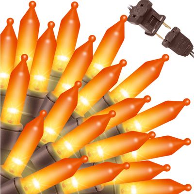 LAMPHOME Orange Thanksgiving Mini Lights, 31.9FT 150-Count Autumn Fall String Lights,Connectable 120V Plug in for Outdoor Indoor Garden Party Halloween Christmas Xmas Tree Lights Yellow Decor