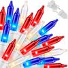 LAMPHOME Red White Blue String Lights, 63.8Ft 300 White Wire Fairy Lights, 4th of July Patriotic Lights, Memorial Day Outdoor Fairy Lights for Independence Day Patriotic Decor view 1