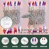 LAMPHOME Red White Blue String Lights, 63.8Ft 300 White Wire Fairy Lights, 4th of July Patriotic Lights, Memorial Day Outdoor Fairy Lights for Independence Day Patriotic Decor view 2