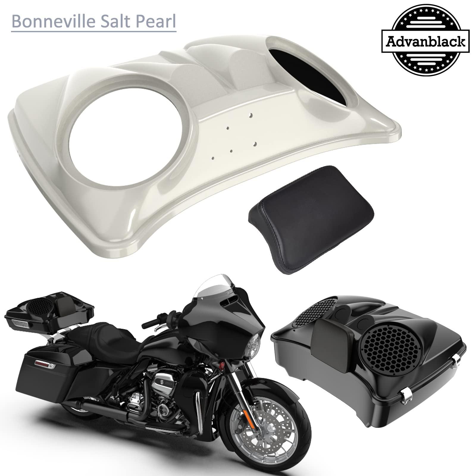 Color-Matched Dual 8'' Speaker Lids for Advanblack/Rushmore style Razor.Chopped & King Tour Trunk Pack Compatible with Harley view 4