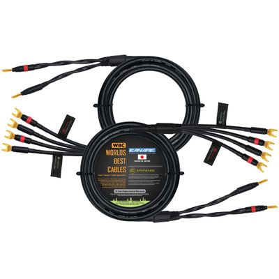 WORLDS BEST CABLES 15 Foot - Canare 4S11  Audiophile Grade - HiFi Star-Quad Bi-Wire Speaker Cable Pair with Eminence Gold Banana & Spade Connectors [Banana x2  Spade x4]