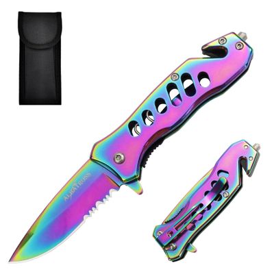 ALBATROSS Folding Knife - Multifunctional Pocket Knife with Liner Lock, Pocket Clip, Glass Breaker & Seatbelt Cutter - 440 Stainless Steel Blade for Outdoor, CampingDayuse, FK003-35SD (Multi)