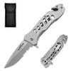ALBATROSS Folding Knife - Multifunctional Pocket Knife with Liner Lock, Pocket Clip, Glass Breaker & Seatbelt Cutter - 440 Stainless Steel Blade for Outdoor, CampingDayuse, FK003-35SD (Grey) view 1