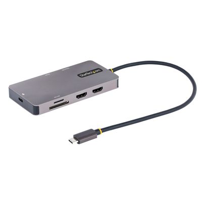 StarTech.com 8-in-1 Mini Docking Station for Windows, ChromeOS and Ubuntu, Dual 4K 60Hz HDMI Video, HDR10, USB 5Gbps Hub, 100W Laptop Charging, GbE, SD, MicroSD