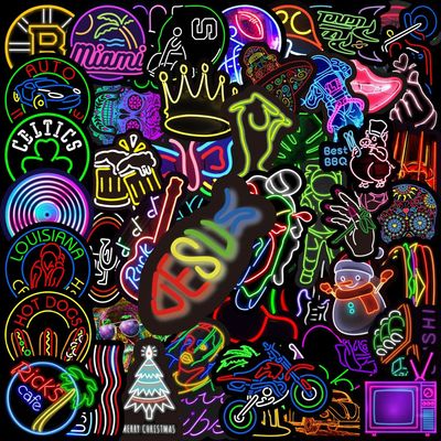 100 PCS Cool Stickers Pack,Vinyl Waterproof Sticker for Laptop, Water Bottles,Computer,Phone, Stickers for Kids Teens Adults (Neon Stickers)