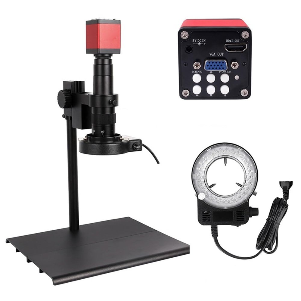 TYZK Microscope Kit 48MP 4K USB HDMI Digital Video Microscope Camera Set 180X 130X C-Mount Monocular Microscope Microscope Lens Adapters (Color : 13MP Middle Bracket)