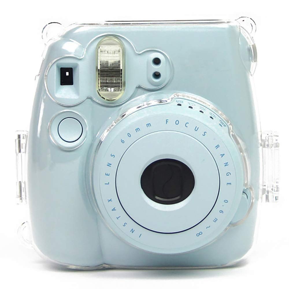 Bluelans Protective Clear Case Plastic Instant Camera Case Cover Instant Camera Protective Case for Checky Instax Mini 8/8+/9 Instant Film Camera with Removable Rainbow Shoulder Strap Clear
