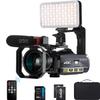 ORDRO UHD 4K Video Camera IR Night Vision Vlogging Camera for YouTube Digital Zoom Recorder with Microphone, Wide Angle Lens, LED Video Light, Handheld Stabilizer, Carrying Case,64GB Memory Card view 1