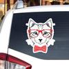 Cat Kitty Vinyl Decal Sticker Black Red Bow Tie Glasses for Car Boat Laptop Reflective Glossy Choose Size (4'' x 3.4" (10.2cm x 8.7cm), Reflective) view 1