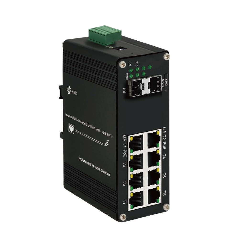 Industrial Gigabit Managed PoE Switch - 8 Ports 10/100/1000Mbps Web Management DIN Rail PoE Switch with 2 SFP Slots, Network PoE Switch Support Ring Network, VLAN, STP/RSTP