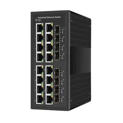 Industrial Gigabit Managed Switch - 16 Ports 10/100/1000Mbps Web Management DIN Rail Ethernet Switch with 8 SFP Slots, Network Switch Support Ring Network, VLAN, STP, LACP, QOS