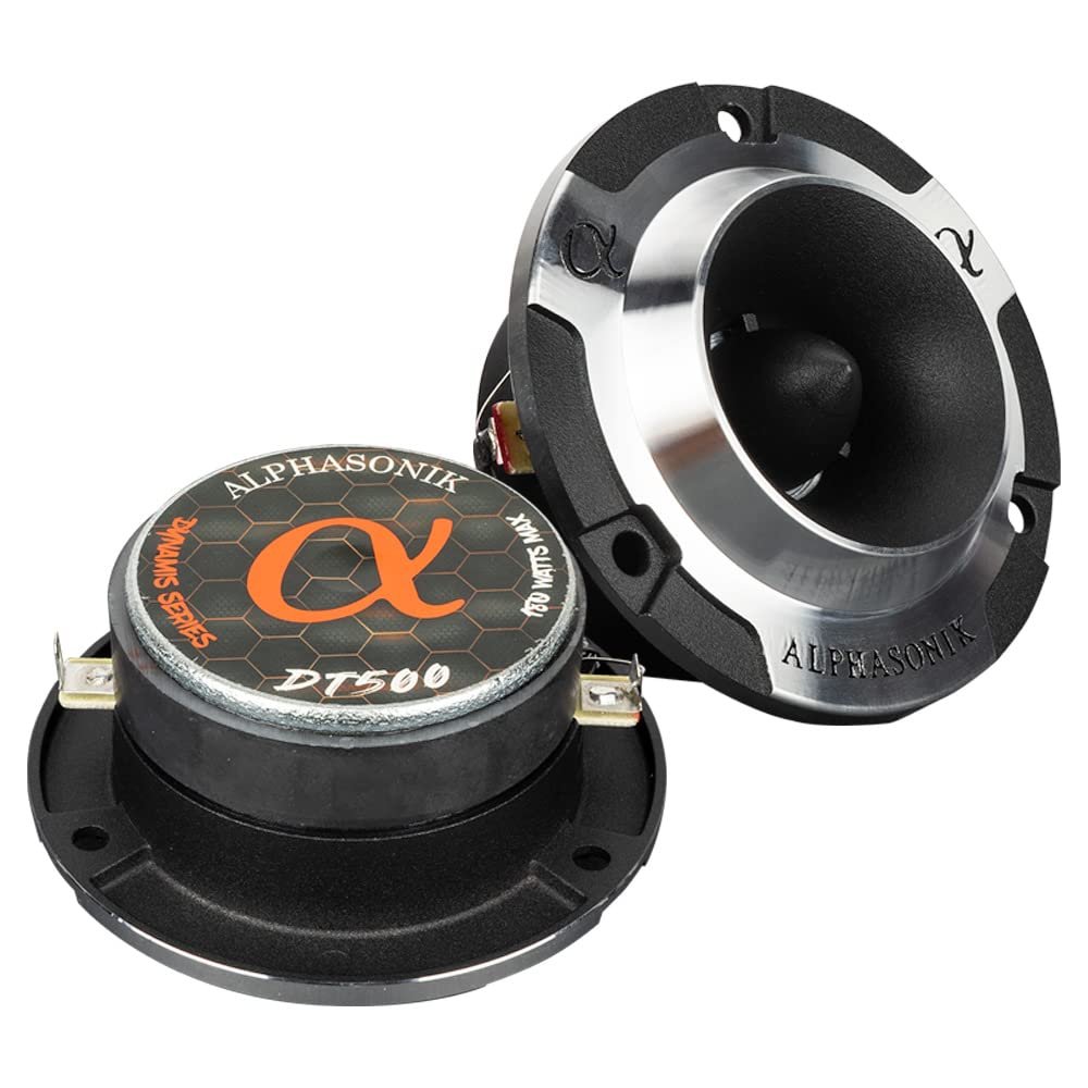 Alphasonik 1 Pair of DT500 DYNAMIS PRO Series Bullet Tweeter 180 Watts MAX 60 Watts RMS Ferrite Magnet Cast Frame Aluminum Phase Plug 4-Ohm Great for ATV, Slingshot, Cars, & Motorcycles