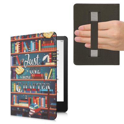 kwmobile Case for Kindle Paperwhite 11 Gen 2021 - PU Cover w/Strap - Multicolor Library Motto
