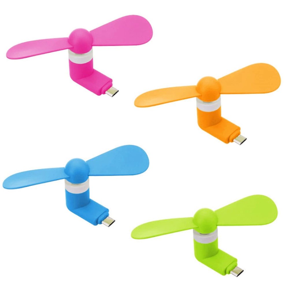 TRIIFON Phone Fan USB C, 4 Pack Mini Portable Cell Phone Fan for iPhone 16/15 and Android Cellphones with Type-C Port, Small Personal Travel Pocket Fans Summer Gadgets