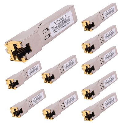 10PCS 1000BASE-T Gigabit SFP to RJ45 Copper Ethernet Modular Transceiver for Cisco,Meraki,Ubiquiti,D/TP Link,Supermicro,Netgear,Broadcom, 1.25G SFP-T CAT5E/CAT6 up to 100m Mikrotik S-RJ01