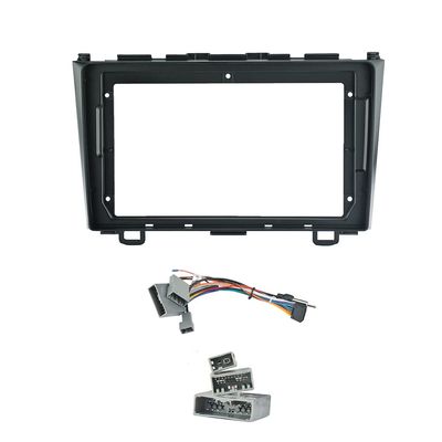 9'' Car Radio Stereo Dash Frame Fascia Bezel Panel w/Power Harness Cable Compatible for Honda CR-V 2007 08 09 10 11 Install Mount Kit