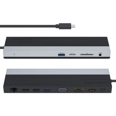 WAVLINK 12-in-1 USB C Docking Station, Triple Display Type C Hub Multiport Adapter with HDMI, DisplayPort, VGA, Ethernet, USB-C 100W PD3.0 Charging, USB3.0, USB2.0, SD/TF Card Reader, Audio- UMD03