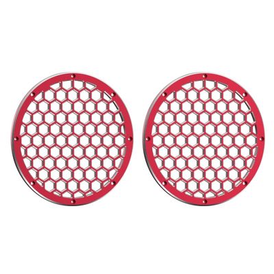 Advanblack XBS Black/Red/Chrome Contrast CNC Aluminium HEX 8'' Speaker Grills