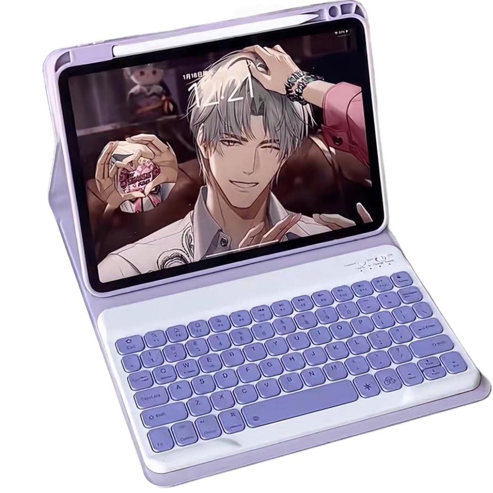 AnMengXinLing Keyboard Case for iPad Air 11 inch 2025(M3)/2024(M2)/ Air 5 2022/Air 4 2020 with Pencil Holder, Magnetically Detachable Bluetooth Keyboard, Purple