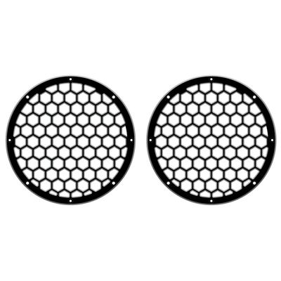 Advanblack XBS Black/Red/Chrome Contrast CNC Aluminium HEX 8'' Speaker Grills