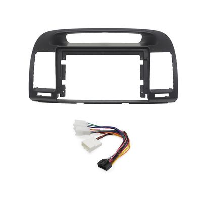 9'' Car Radio Stereo Fascia Frame Panel Trim w/Power Harness(16pin) for Toyota Camry 2000 01 02 03 04 05 06 (Black)