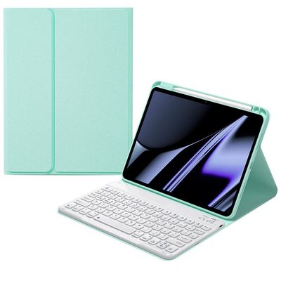 AnMengXinLing Keyboard Case for iPad Pro 11 2022/2021/2020, Case for iPad Pro 11 4th/3rd/2nd Generation with Keyboard and Pencil Holder Magnetically Detachable Wireless Keyboard, Mint Green