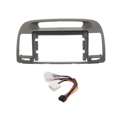 9'' Car Radio Stereo Fascia Frame Panel Trim w/Power Harness(16pin) for Toyota Camry 2000 01 02 03 04 05 06 (Grey)