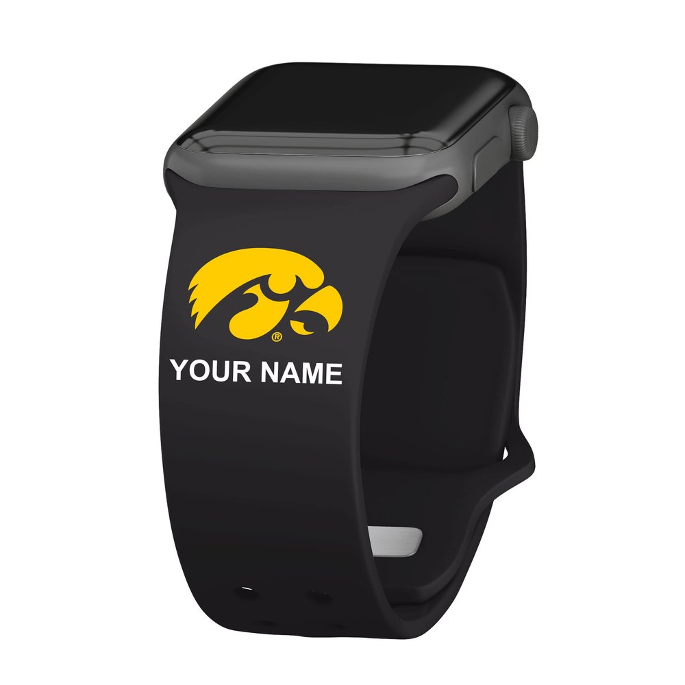 Affinity Bands Iowa Hawkeyes Custom HD Watch Band Compatible with Apple Watch (38/40/41mm (42mm Series 11) Long Black)
