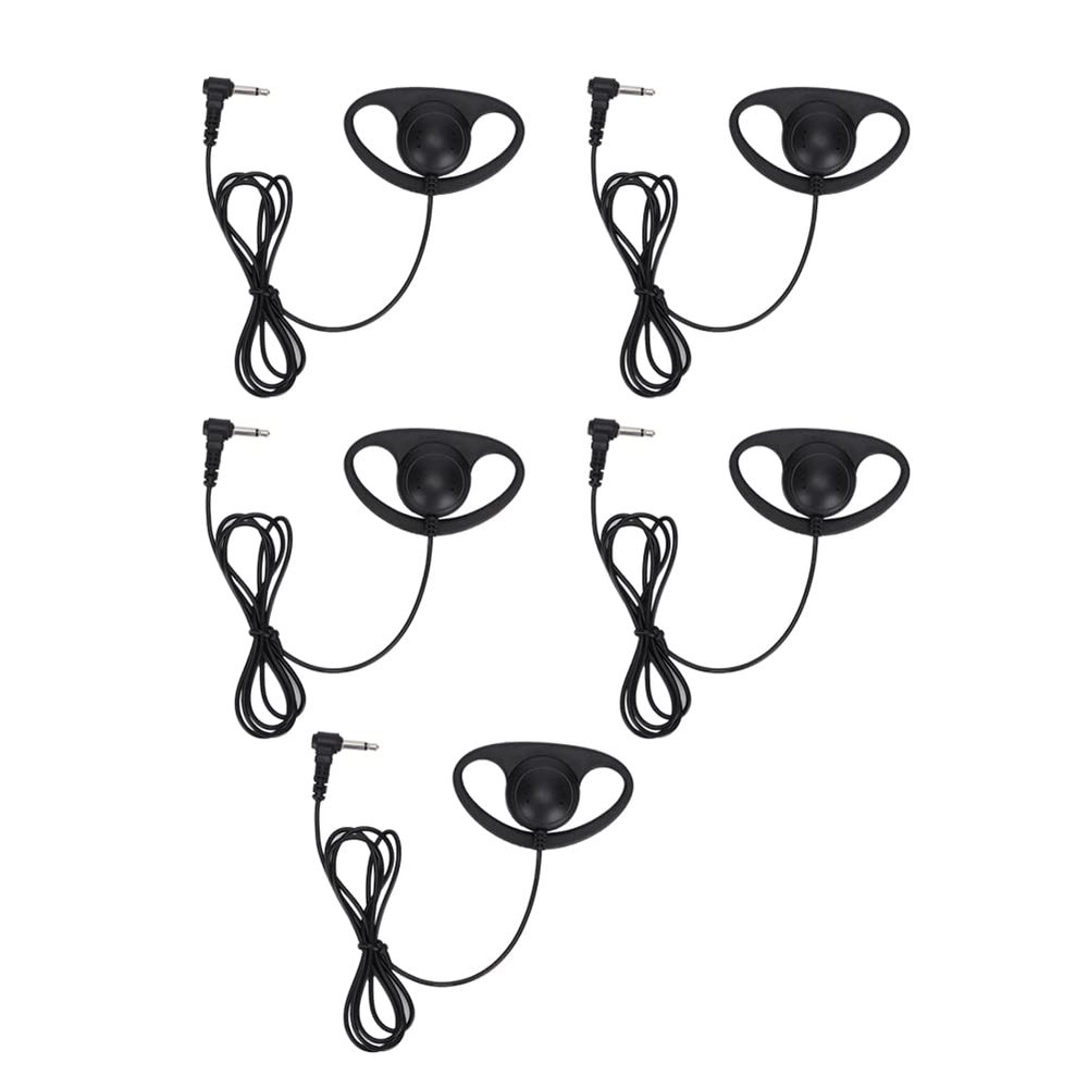 D Shape Walkie Talkie Earpiece, 5PCS 3.5mm Jack D-Shape Earpiece Headset D Shape Clip Ear PTT Headset Earpiece for Two Way Radios Walkie Talkie