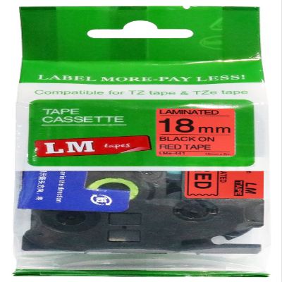 LM Tapes - Premium 3/4" (18mm) Black on Red Compatible TZe P-Touch Tape for use with Brother PT-1600, PT1600, PT-1650, PT1650 Label Maker Includes Tape Size/Color Guide.