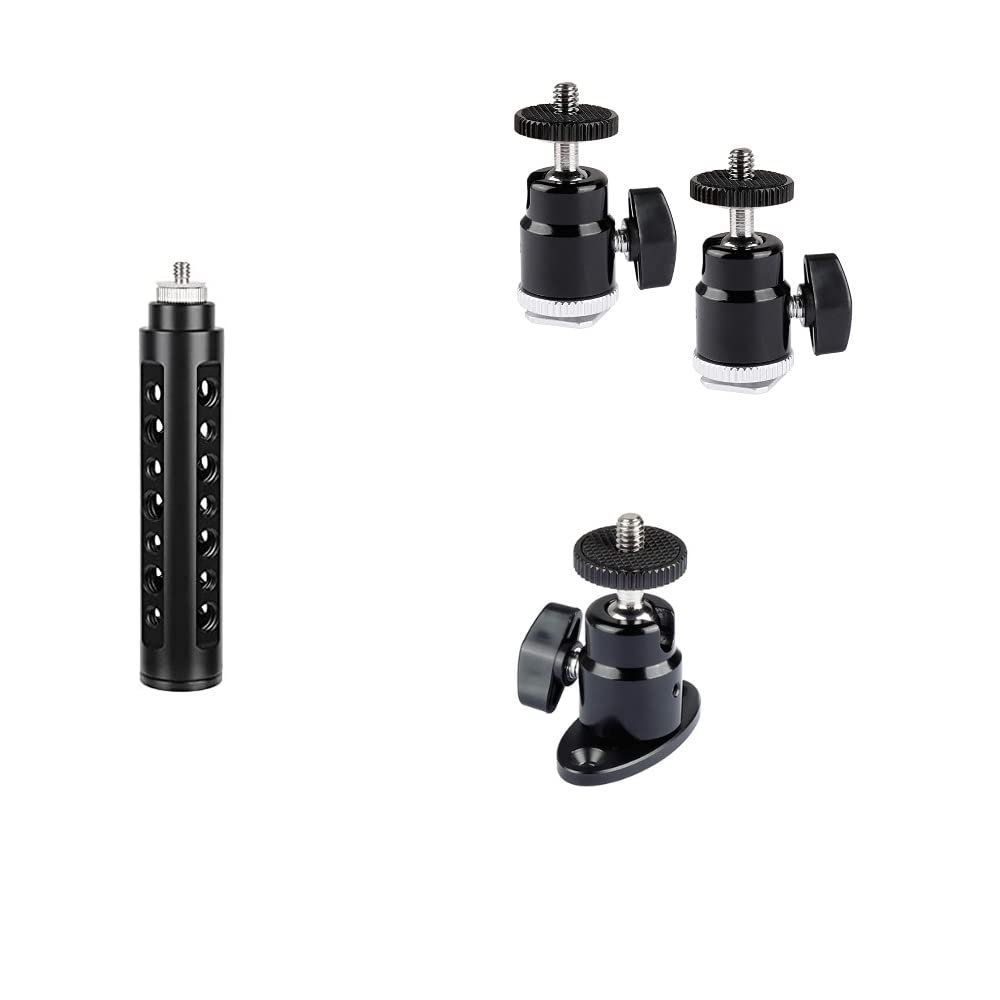 CAMVATE Camera Handle Grip + 1/4"-20 Mini Ball Head & Shoe Mount + 1/4"-20 Mini Ball Head with Ceiling Mount