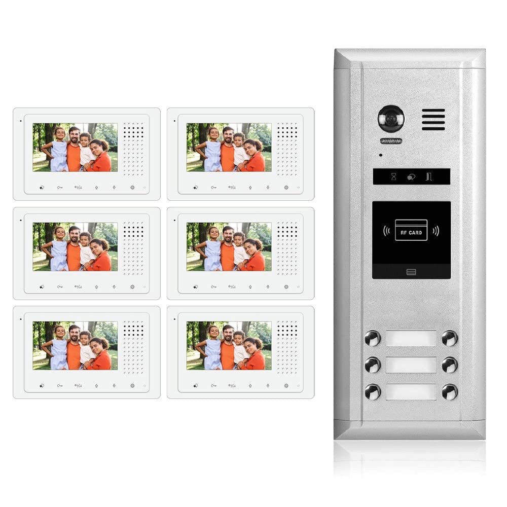 2Easy Video Intercom System 1726-N Entry System DK43361S-ID 6 Apartment Audio & Video Kit with 6 Monitor