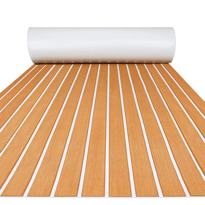 FOCEAN Boat Flooring EVA Foam Boat Decking Faux Teak Marine Flooring Marine Mat Sheet for Motorboat RV Yacht Kayak Surfboard, 94.5''x 15.7'', Brown with White Lines